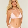 Top de bikini triangular con lentejuelas estilo crochet
