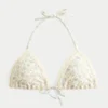 Top de bikini triangular con ribete estilo croché