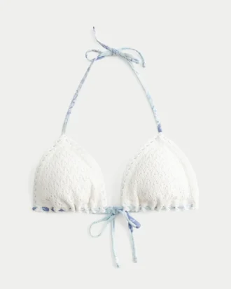 Top de bikini triangular estilo crochet