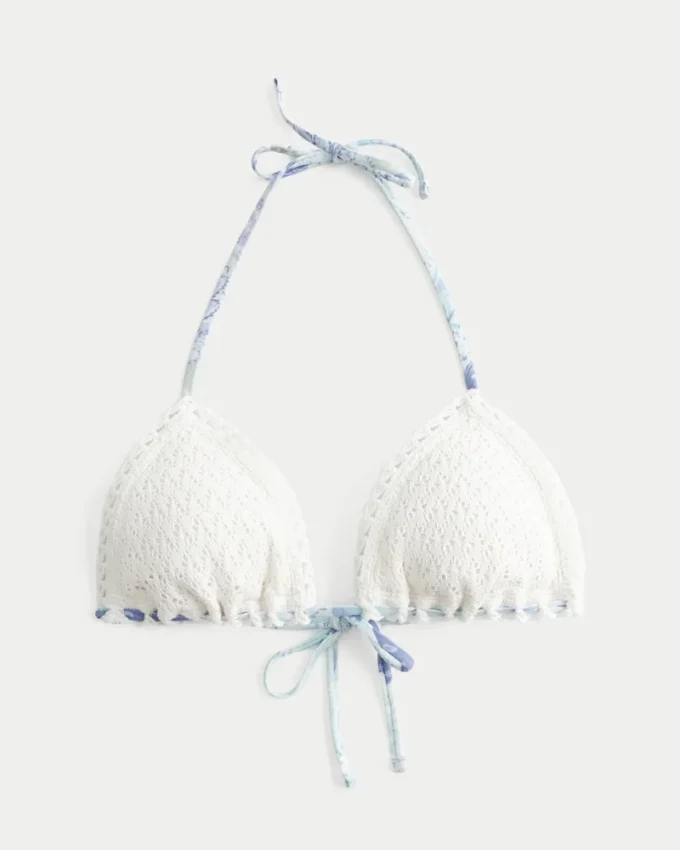 Top de bikini triangular estilo crochet