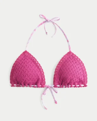 Top de bikini triangular estilo crochet