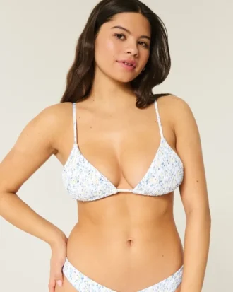 Top de bikini triangular fruncido
