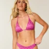 Top de bikini triangular multiuso brillante