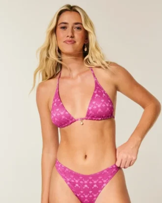 Top de bikini triangular multiuso brillante
