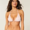 Top de bikini triangular multiuso brillante