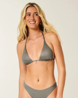 Top de bikini triangular multiuso brillante