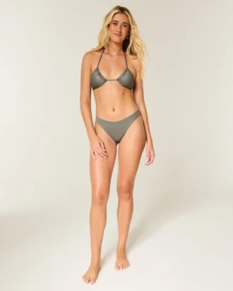 Top de bikini triangular multiuso brillante
