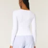 Top de cuello cuadrado de tejido elástico suave sin costuras