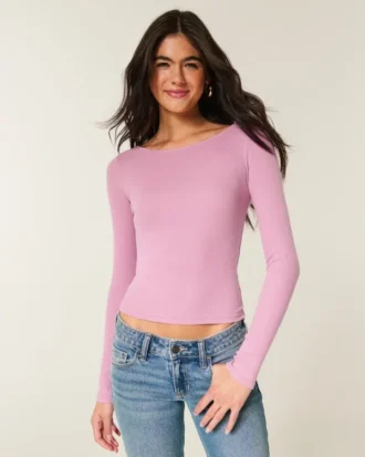 Top de manga larga con cuello en V