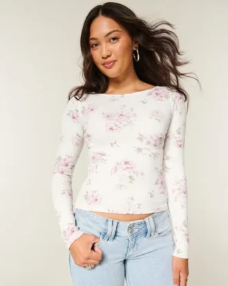 Top de manga larga con cuello en V