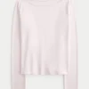 Top de manga larga sin costuras con cuello en V