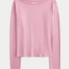 Top de manga larga sin costuras con cuello en V