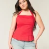 Top halter con espalda abierta y plisado