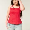 Top halter con espalda abierta y plisado