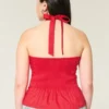 Top halter con espalda abierta y plisado