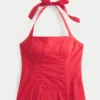 Top halter con espalda abierta y plisado