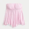 Top sin tirantes con dobladillo en forma de pañuelo