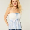 Top sin tirantes de tejido mixto estilo crochet fácil