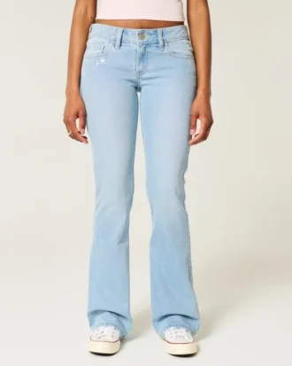 Vaqueros bootcut de talle bajo con bordado de estrellas