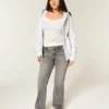 Vaqueros bootcut grises de talle bajo