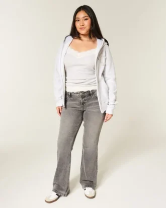 Vaqueros bootcut grises de talle bajo