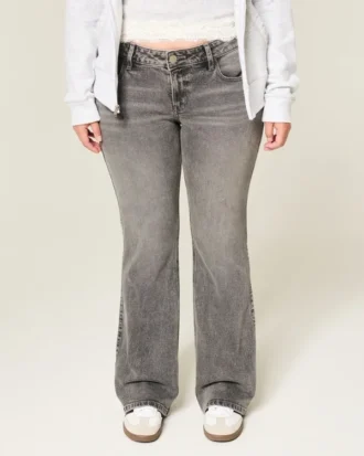 Vaqueros bootcut grises de talle bajo