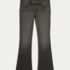 Vaqueros bootcut negros lavados de talle bajo