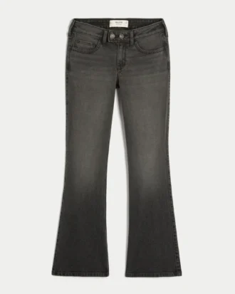 Vaqueros bootcut negros lavados de talle bajo