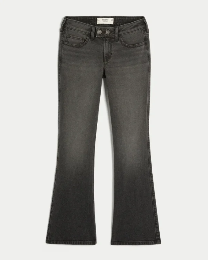 Vaqueros bootcut negros lavados de talle bajo
