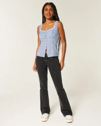 Vaqueros bootcut negros lavados de talle bajo