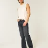 Vaqueros bootcut relajados lavados en negro