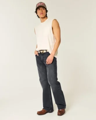 Vaqueros bootcut relajados lavados en negro