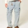 Vaqueros cargo holgados de lavado claro