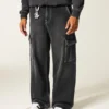 Vaqueros cargo superbaggy lavados en negro