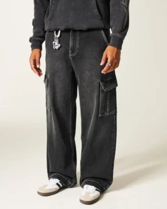 Vaqueros cargo superbaggy lavados en negro