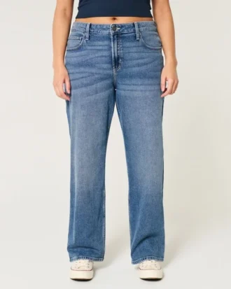 Vaqueros de talle alto y lavado oscuro estilo papá