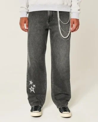 Vaqueros holgados con estampado Black Star lavados