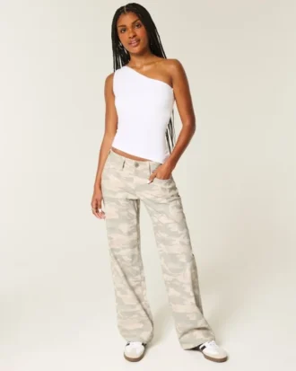 Vaqueros holgados de cintura baja con estampado de camuflaje Y2K