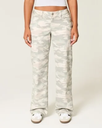 Vaqueros holgados de talle bajo con estampado de camuflaje Y2K