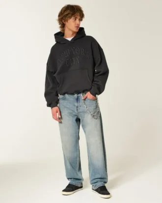 Vaqueros holgados tipo skater con estampado Hollywood y lavado medio