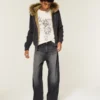 Vaqueros skater holgados con estampado en negro lavado