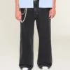 Vaqueros superbaggy con estampado de estrellas en negro lavado