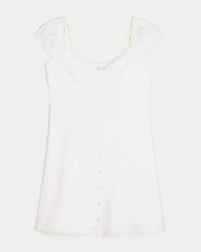 Vestido camisero con mangas casquillo