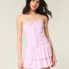 Vestido falda pantalón de punto sin tirantes