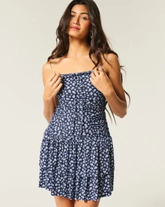 Vestido falda pantalón de punto sin tirantes