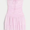 Vestido falda pantalón de punto sin tirantes