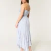 Vestido largo con cuello en V y mezcla de estilos de ganchillo