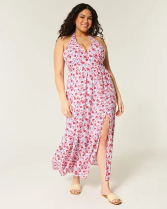 Vestido largo con cuello halter