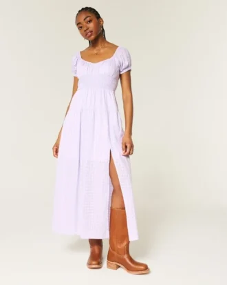 Vestido largo de manga corta con espalda abierta