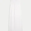 Vestido largo sin tirantes con escote cruzado